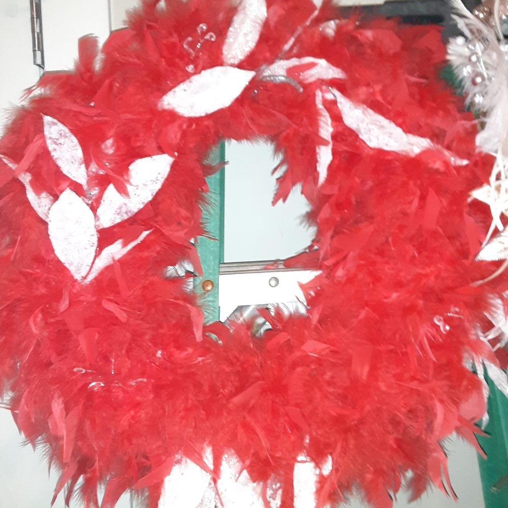 Homemade feather wreath